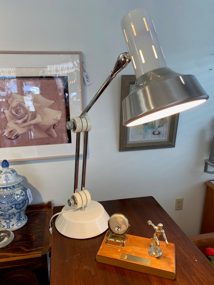 Vintage Task Lamp in White and Chrome – Cook Street Vintage