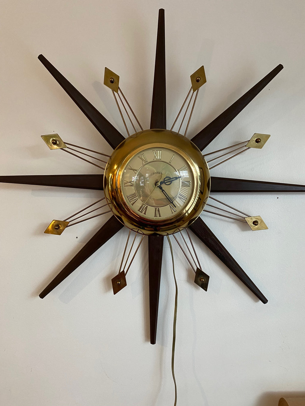 United Electric Starburst Clock. Model No. 224. Made in the USA- Cook Street Vintage