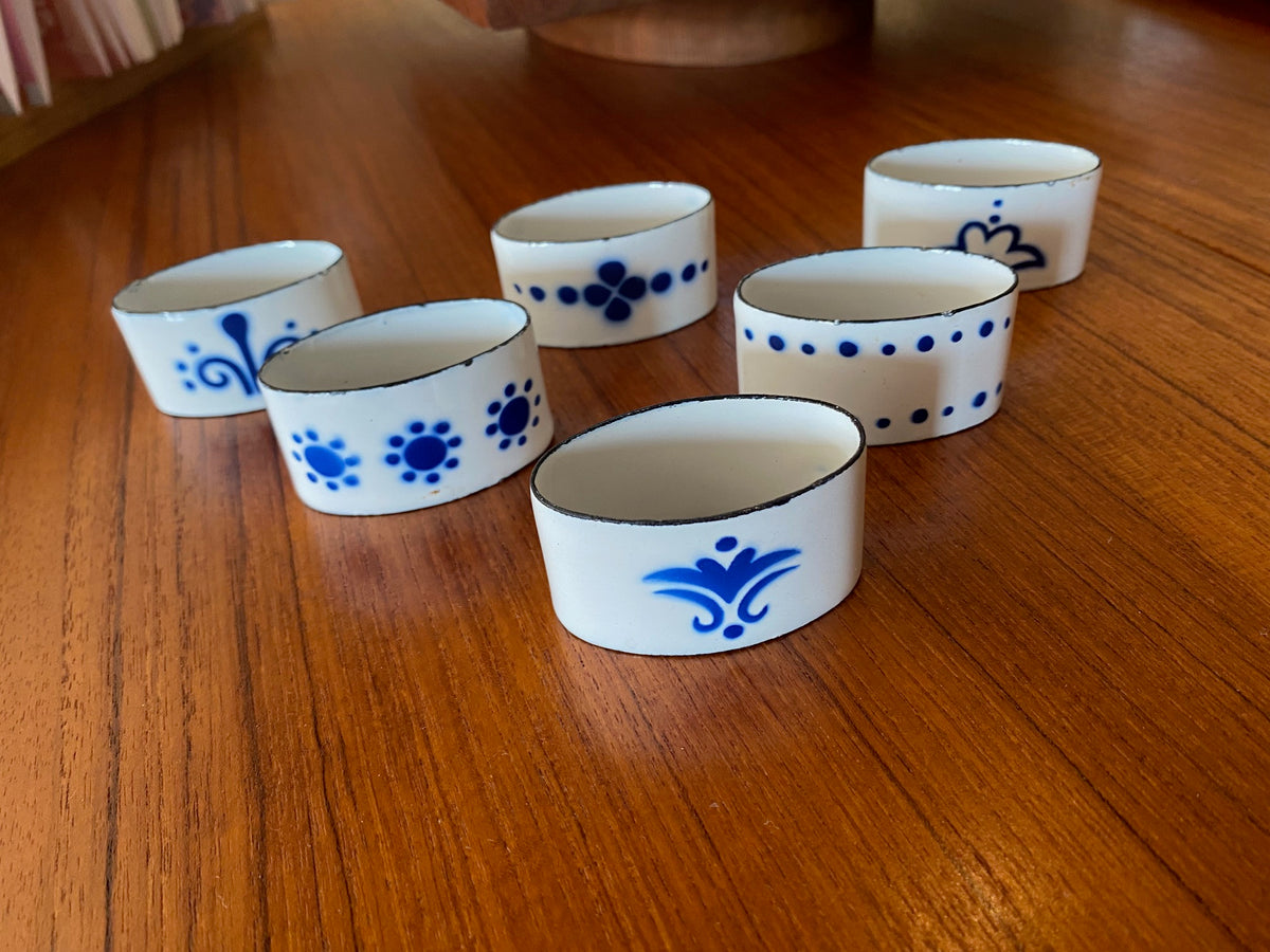 Set of 6 Vintage Ikea "Heder" Enamel Napkin Rings Cook Street Vintage