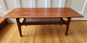 Two-Tier Danish Teak and Cane Coffee Table by Trioh