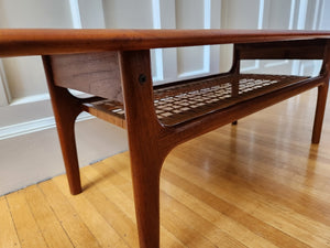 Two-Tier Danish Teak and Cane Coffee Table by Trioh