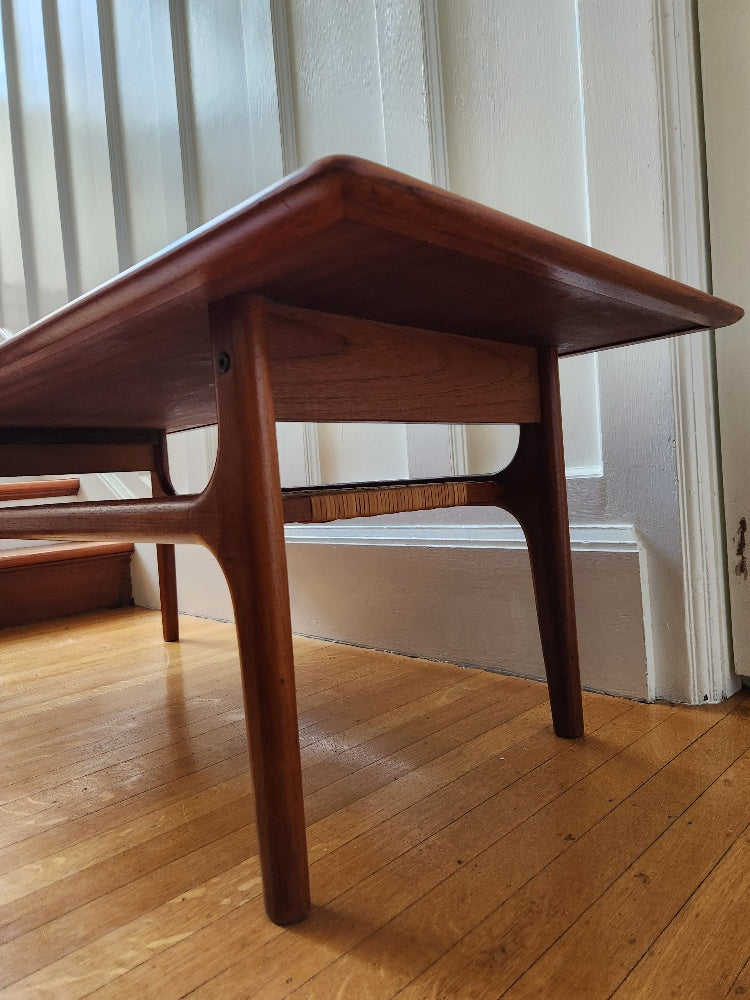Two-Tier Danish Teak and Cane Coffee Table by Trioh