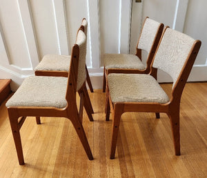 Set of 4 Teak and Tweed Dining Chairs