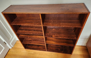 top view of Beautiful rosewood book shelves with 7 adjustable shelves.  Works well on its own or on top our matching credenza. Made in Denmark by Poul Dogvad for Hundevad & Co.- Cook Street Vintage