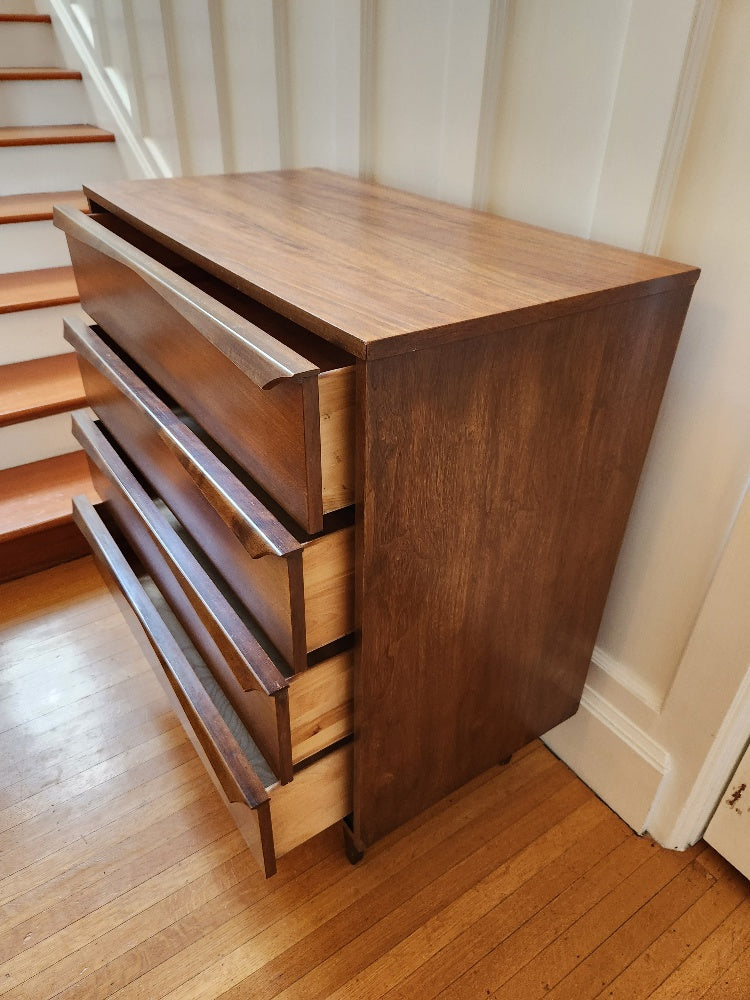 Four Drawer Vintage Walnut Dresser