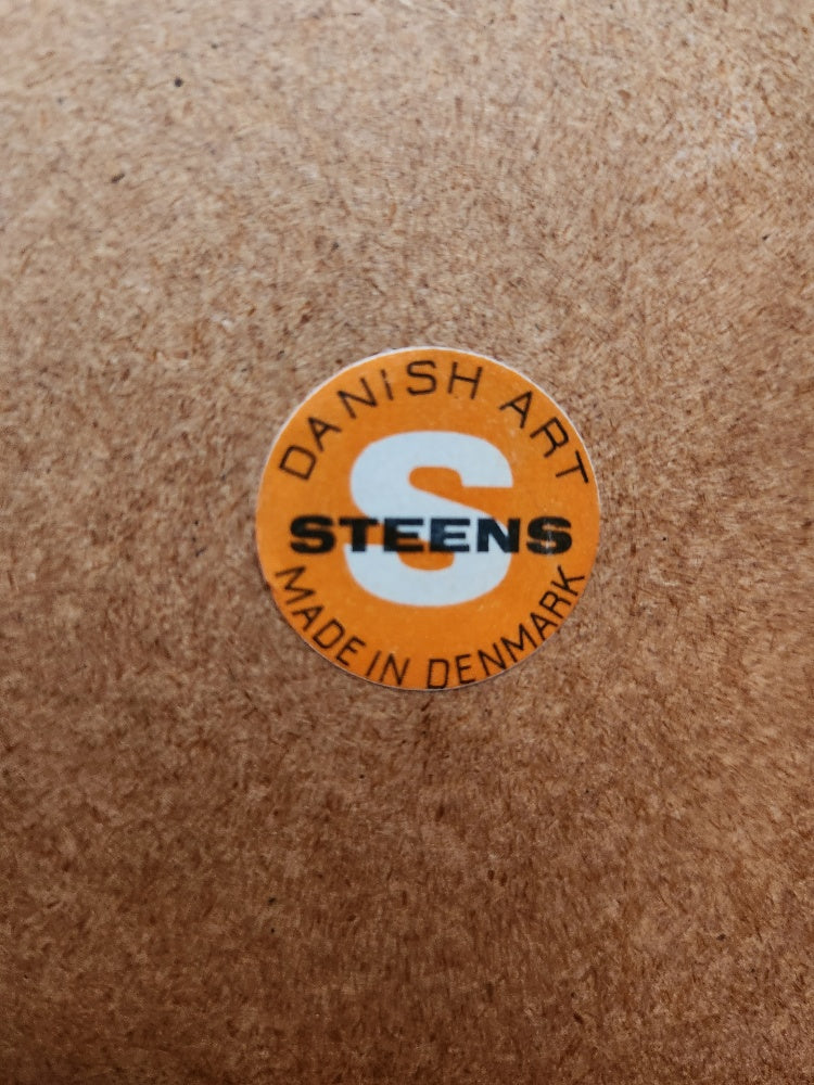 Danish Art Steen Made in Denamrk label on back of Pair of Steen Teak Bedside Tables - Cook Street Vintage