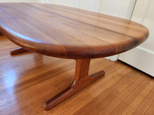 End grain of Gorgeous refinished 1960s solid teak coffee table by Glostrup- Cook Street Vintage