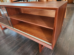 Low Teak Shelves with Glass Doors