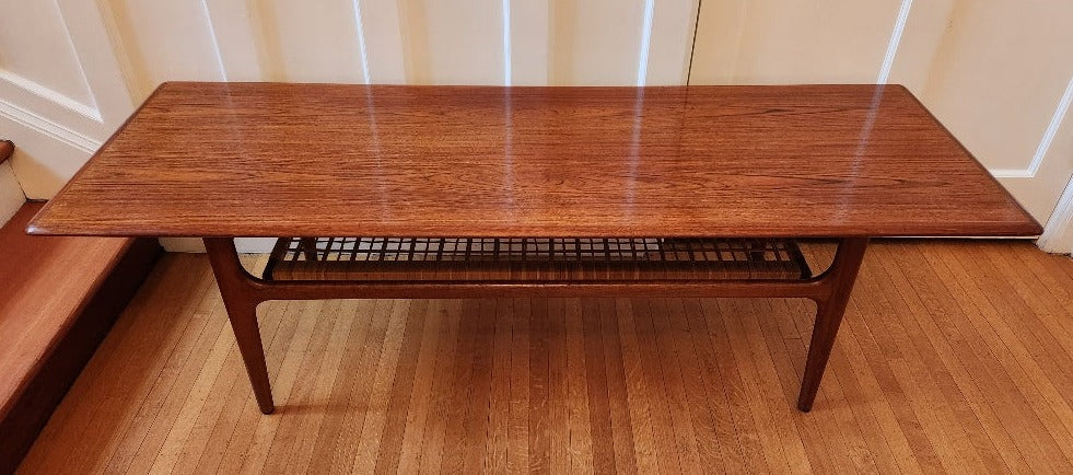 Two-Tier Danish Teak and Cane Coffee Table by Trioh