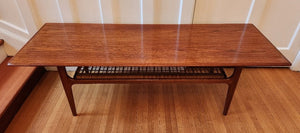 Two-Tier Danish Teak and Cane Coffee Table by Trioh