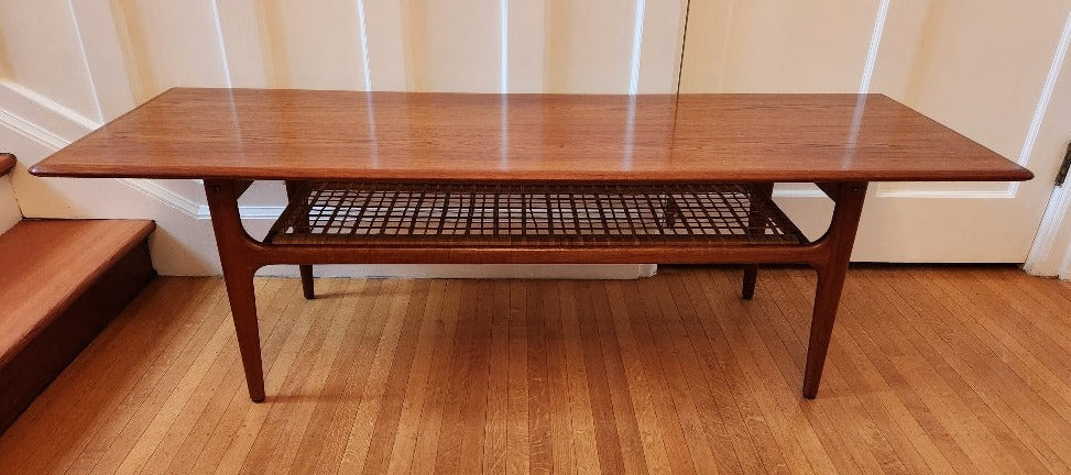 Two-Tier Danish Teak and Cane Coffee Table by Trioh