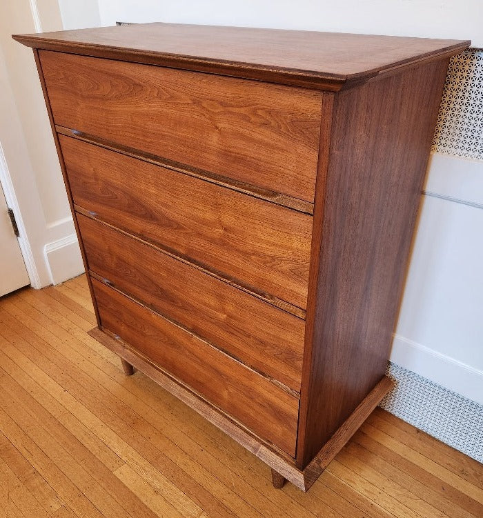 4 Drawer MCM Walnut Highboy Dresser - Front