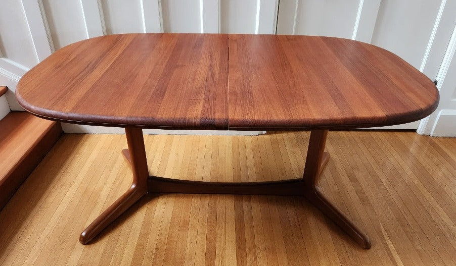 Teak MCM Pedestal Dining Table - Side