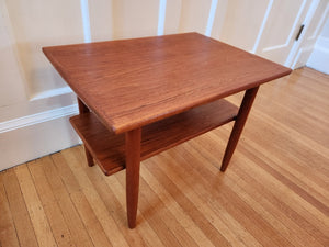 Teak MCM 2-Tier End Table