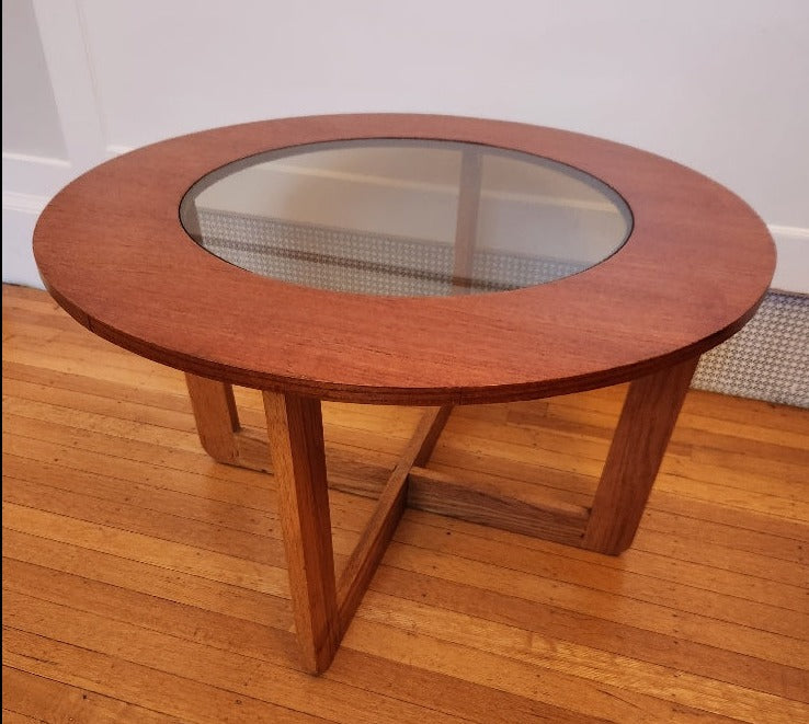Small Round Teak Coffee Table - top