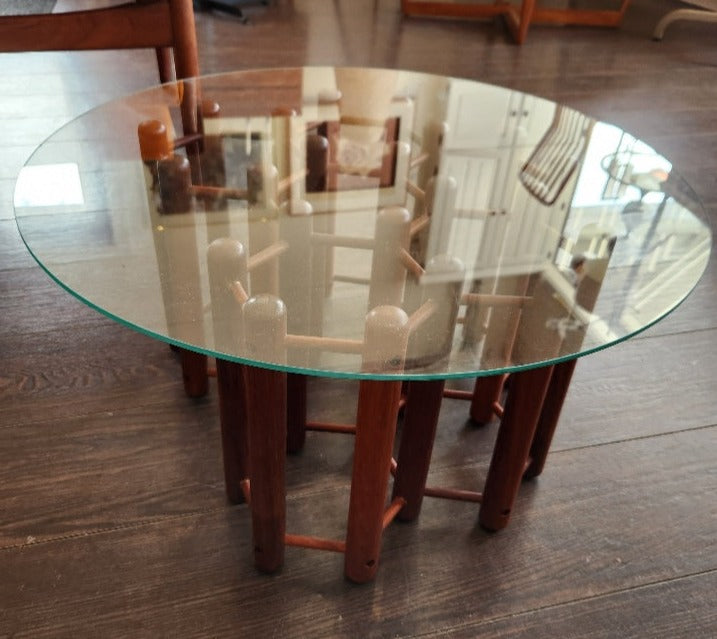 Glass Coffee Table with Wine Rack Base