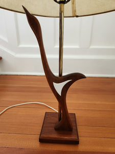 Teak and Brass Loon Lamp
