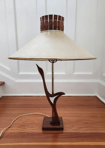 Teak and Brass Loon Lamp