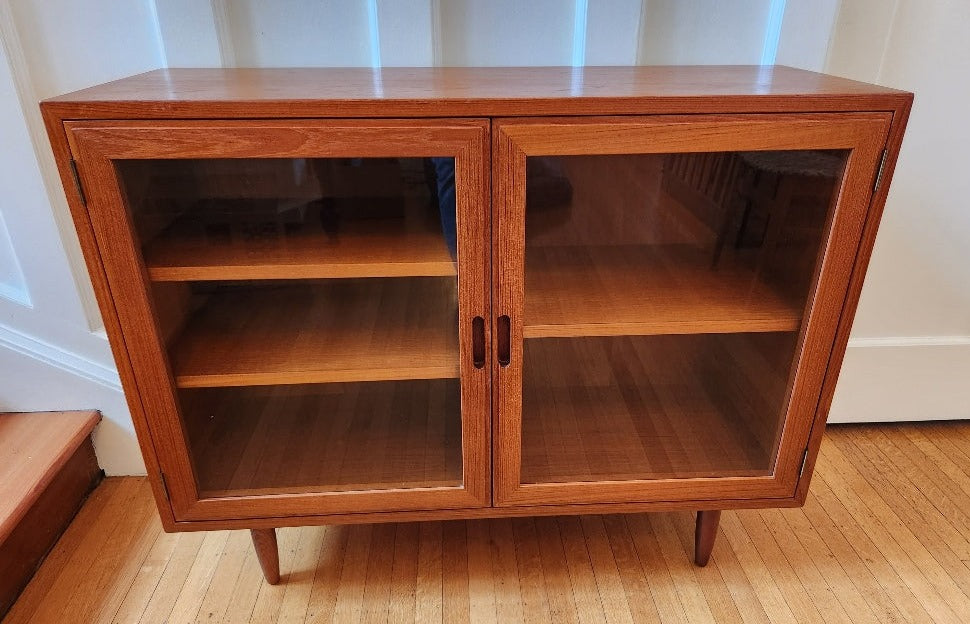 Teak Glass Door Shelving Unit - front