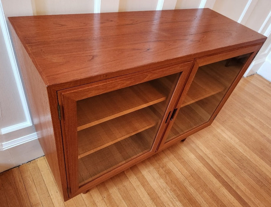 Teak Glass Door Shelving Unit