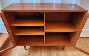 Teak Glass Door Shelving Unit