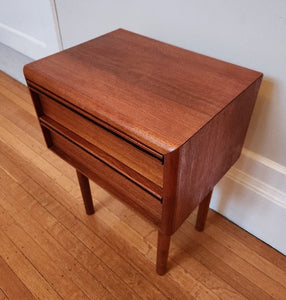 Tiny Teak End Table with Drawers