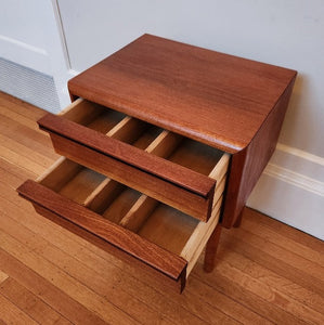 Tiny Teak End Table with Drawers