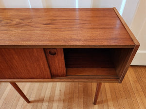 Small Teak MCM Cabinet with Sliding Doors