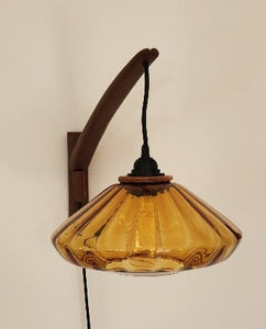 Swing Arm Lamp with Amber Glass Shade