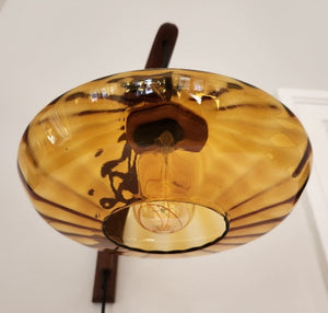Swing Arm Lamp with Amber Glass Shade