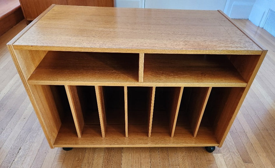 Compact Teak Entertainment Stand front view - Cook Street Vintage