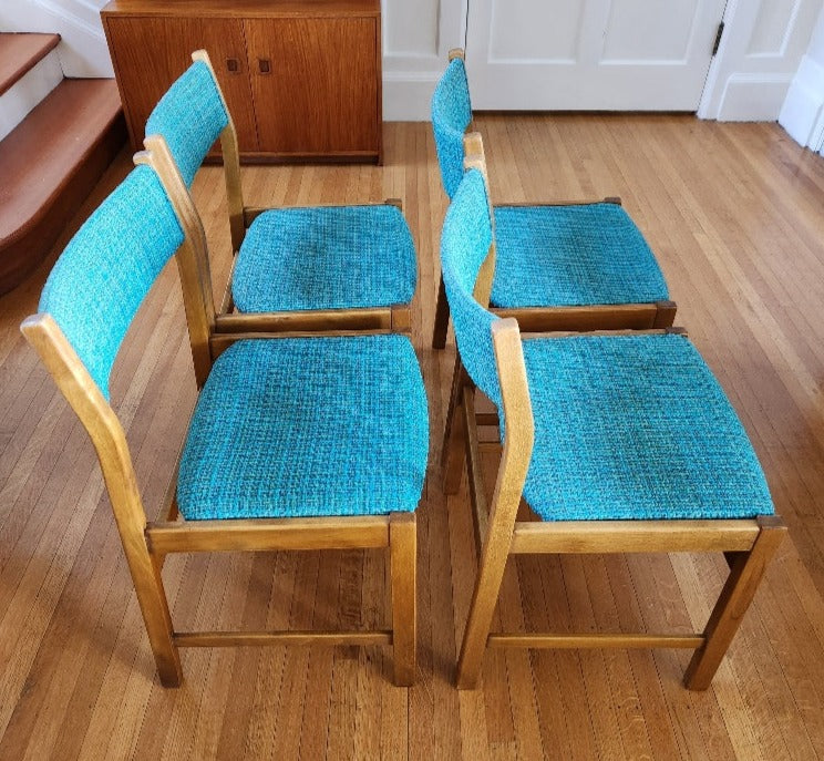 Set of 4 Turquoise Tweed MCM Dining Chairs