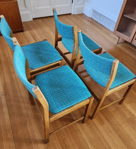 Set of 4 Turquoise Tweed MCM Dining Chairs
