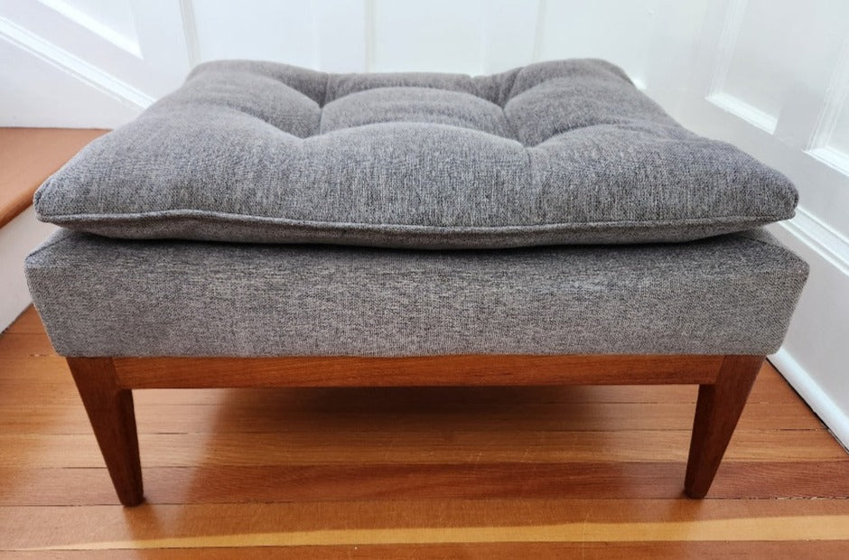 Fabric Footstool/Bench with Teak Legs - Cook Street Vintage