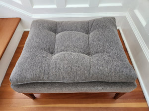 Fabric Footstool/Bench with Teak Legs - Cook Street Vintage