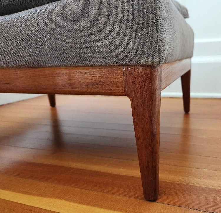 Fabric Footstool/Bench with Teak Legs - Cook Street Vintage