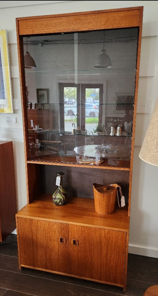 Tall Teak China Cabinet - Cook Street Vintage