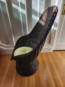 Mid-century High Back Wicker Chair