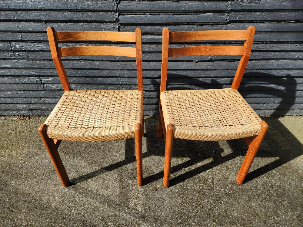 Pair of Teak Chairs with Danish Cord Seats- Cook Street Vintage