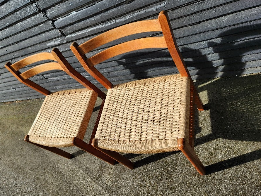 Pair of Teak Chairs with Danish Cord Seats- Cook Street Vintage