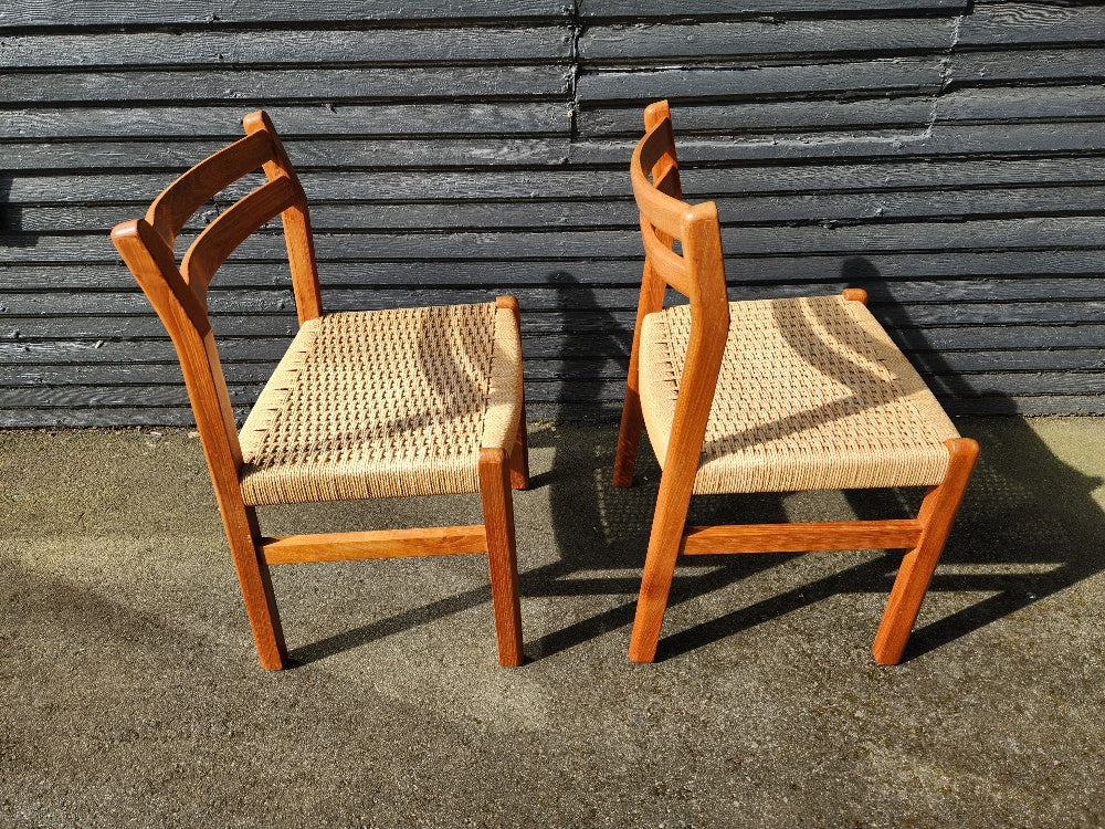 Pair of Teak Chairs with Danish Cord Seats- Cook Street Vintage