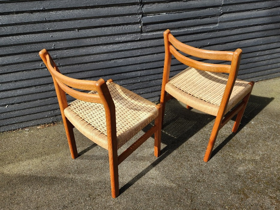 Pair of Teak Chairs with Danish Cord Seats