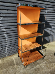 Vintage Chrome & Orange Funky Book Shelf