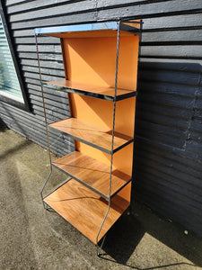 Vintage Chrome & Orange Funky Book Shelf