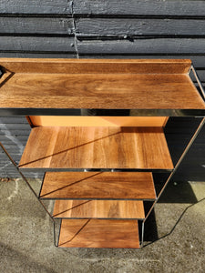 Vintage Chrome & Orange Funky Book Shelf