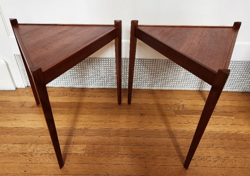 MCM Triangular Teak Side Tables - Cook Street Vintage