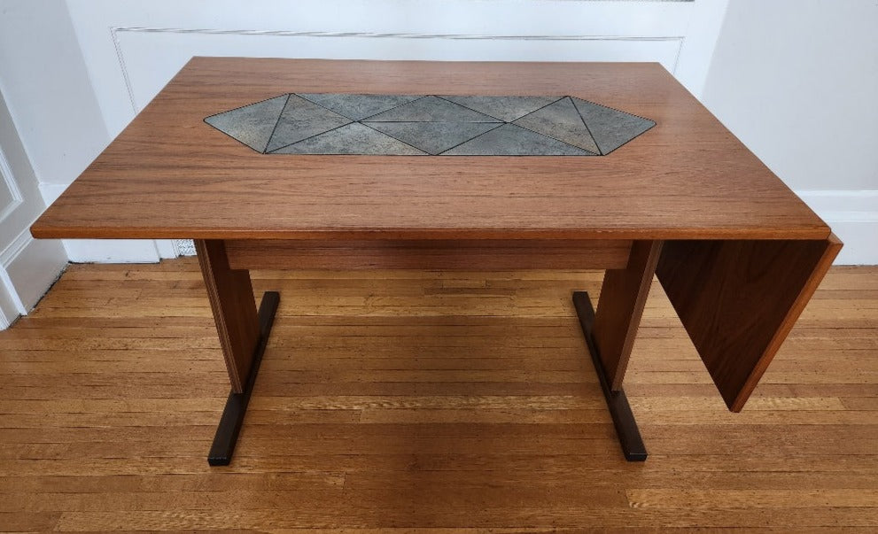 Gangso Mobler Teak & Tile Drop-Leaf Dining Table - Cook Street Vintage