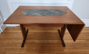 Gangso Mobler Teak & Tile Drop-Leaf Dining Table - Cook Street Vintage