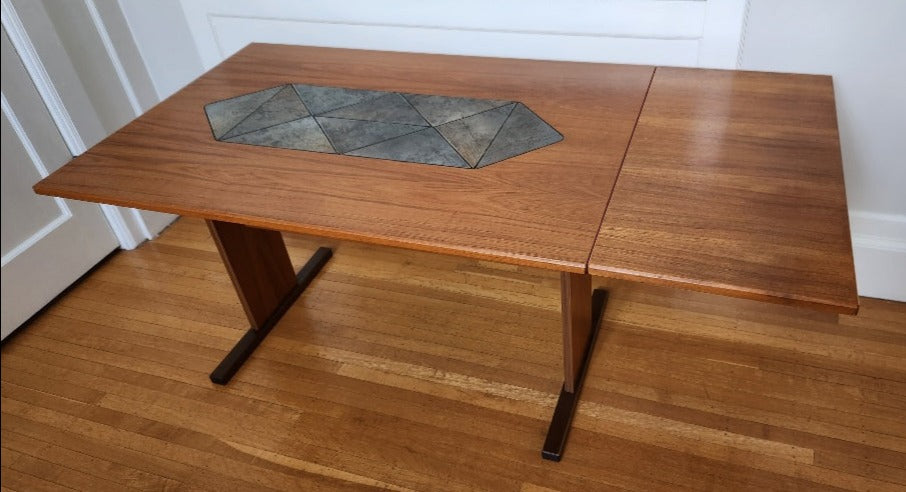 Gangso Mobler Teak & Tile Drop-Leaf Dining Table - Cook Street Vintage