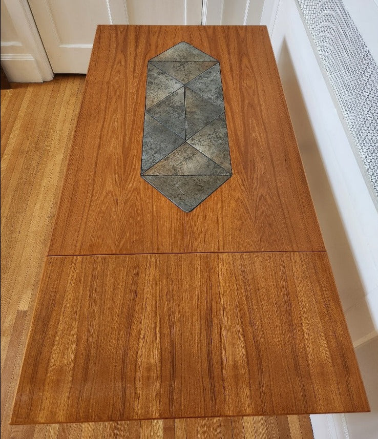 Gangso Mobler Teak & Tile Drop-Leaf Dining Table - Cook Street Vintage
